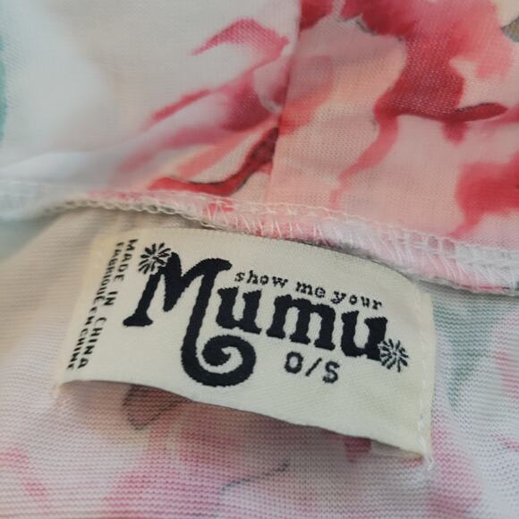 Show Me Your Mumu Size OS Brie Robe Floral Pink Rose Tie 100% Polyester - Picture 12 of 13